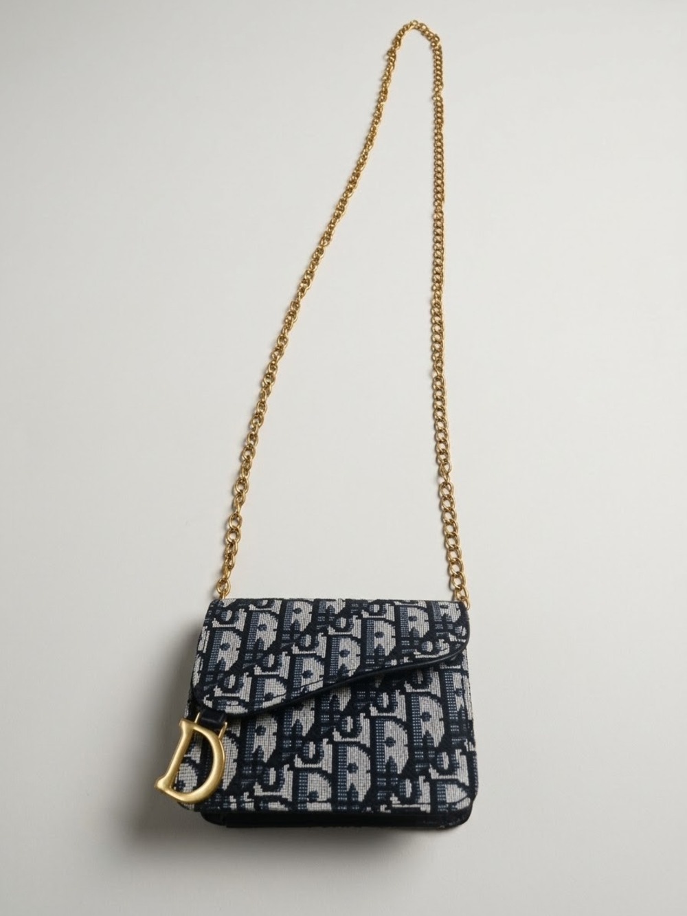 Brand New Black Navy and Ivory Mini Crossbody with Gold Chain